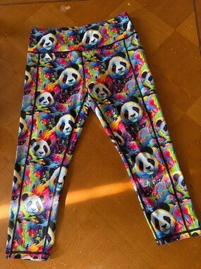 Constantly Varied Gear Rainbow Panda Print Leggings - Black, Blue, Pink, Yellow